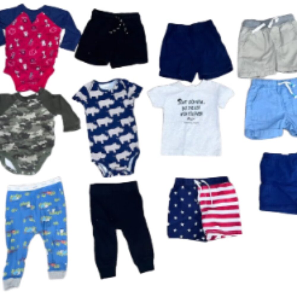 Large 12-Month Baby Boy Clothes Bundle - Bodysuits, Pants, Shorts & More!